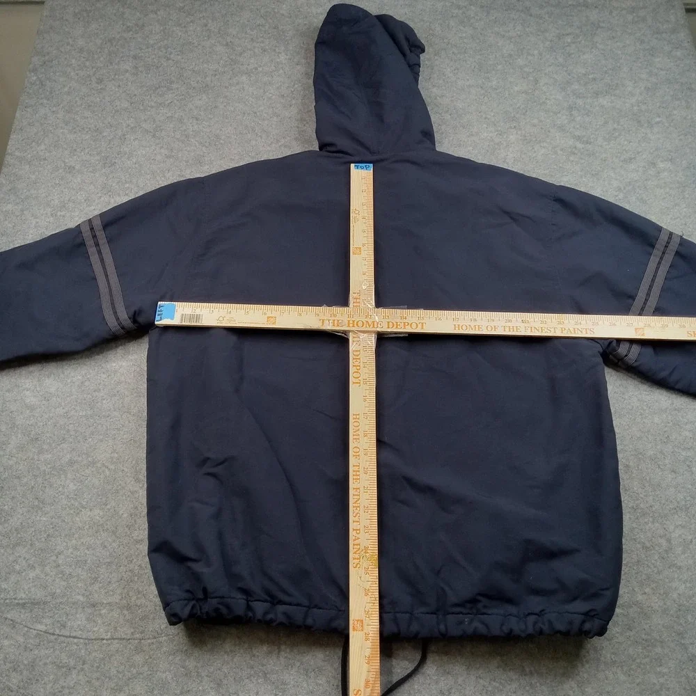 Eddie Bauer Jacket Mens Large Navy Hooded Full Zip Nylon Fleece Lined‎ Coat
